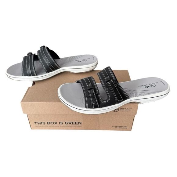 Clarks Cloudsteppers Breeze Piper Black Slide Sandals Women’s Size 11 Medium - Picture 3 of 11